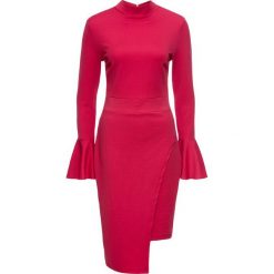 Sukienka bonprix czerwień granatu. Czerwone sukienki damskie bonprix, bez wzorów, eleganckie, bez kołnierzyka, bez rękawów, rozkloszowane. Za 69,99 zł.