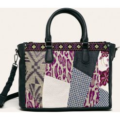 Desigual - Torebka. Torby damskie na zakupy Desigual, w paski, z bawełny, na ramię, bez dodatków. W wyprzedaży za 239,90 zł.