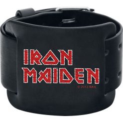 Bransoletki męskie: Iron Maiden Logo Bransoletka skórzana czarny