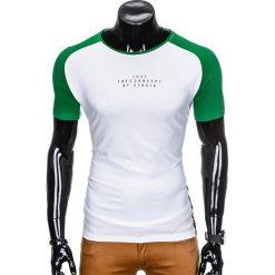 T-shirty męskie: T-SHIRT MĘSKI Z NADRUKIEM S926 – BIAŁY/ZIELONY