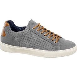 Półbuty męskie AM SHOE popielate. Szare półbuty męskie AM SHOE, bez wzorów, ze skóry, bez zapięcia. Za 239,90 zł.