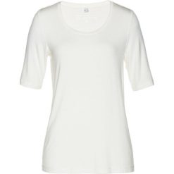 T-shirt z jedwabiem bonprix biel wełny. Białe t-shirty damskie bonprix, z wełny. Za 129,99 zł.