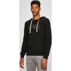 Emporio Armani - Bluza. Niebieskie bluzy męskie Emporio Armani, s, z aplikacjami, z elastanu, z kapturem, bez rękawów, z kapturem. W wyprzedaży za 299,90 zł.