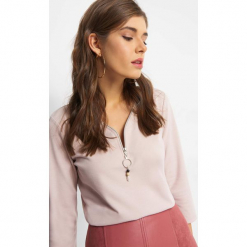 Bluzka z zamkiem. Niebieskie bluzki longsleeves Orsay, xs, z dzianiny, dekolt w kształcie v. Za 59,99 zł.