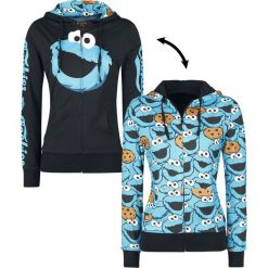 Bluzy damskie: Ulica Sezamkowa Cookie Monster Bluza z kapturem rozpinana damska czarny/niebieski
