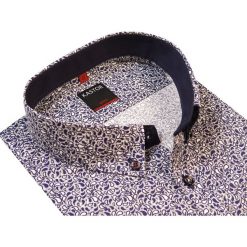 Biała koszula męska w granatowy wzór paisley K17. Niebieskie koszule męskie m, paisley, z bawełny, eleganckie. Za 148,50 zł.