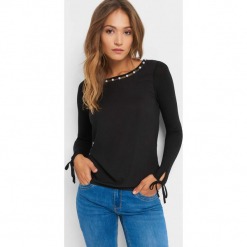 Koszulka z perłami. Czarne t-shirty damskie Orsay, xs, z dzianiny. Za 69,99 zł.