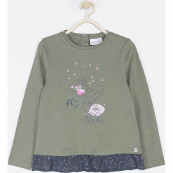 Koszulka. Zielone bluzki dziewczęce bawełniane SWEET THINGS, z aplikacjami, z długim rękawem. Za 52,90 zł.