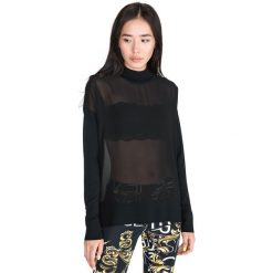 Versace Jeans Sweter Czarny. Czarne bluzy damskie Versace Jeans, xs, bez wzorów, z wiskozy, bez rękawów, bez kaptura. Za 1058,95 zł.