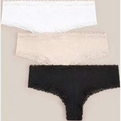 Majtki typu hipsters z koronką 3 pack - Kremowy. Białe majtki damskie Reserved, s, z koronki. Za 49,99 zł.