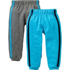 Spodnie dresowe (2 pary) bonprix turkusowy + szary melanż. Szare spodnie chłopięce marki bonprix, w paski, z dresówki. Za 29,98 zł.