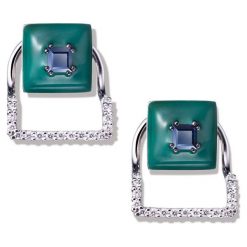 PROMOCJA Kolczyki Złote - złoto 750, Brylant 0,23ct,pomarańczowy szafir. Żółte kolczyki damskie W.KRUK, z szafirem, złote. W wyprzedaży za 15113,00 zł.