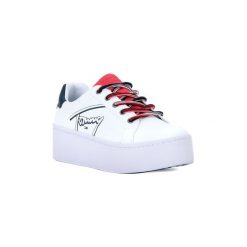 Buty Tommy Hilfiger 0K6 PLATFORM. Białe trampki męskie TOMMY HILFIGER, bez wzorów, bez zapięcia. Za 440,09 zł.