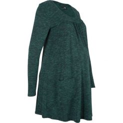 Sukienka shirtowa ciążowa w melanżowy m kolorze bonprix głęboki zielony - czarny melanż. Zielone sukienki damskie marki bonprix, m, bez wzorów, z materiału, bez kołnierzyka, moda ciążowa, bez rękawów, dopasowane. Za 54,99 zł.