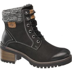 Botki damskie Dockers czarne. Czarne botki damskie marki DOCKERS, ze skóry, bez obcasa, na obcasie, na sznurówki. Za 223,00 zł.