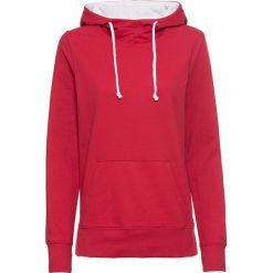 Bluza dresowa z kapturem bonprix czerwono-biały. Czerwone bluzy damskie bonprix, z dresówki, z kapturem. Za 74,99 zł.