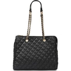 Torebka shopper pikowana bonprix czarny - złoty kolor. Czarne torby damskie na zakupy bonprix, bez wzorów, eleganckie, pikowane, bez dodatków. Za 119,99 zł.