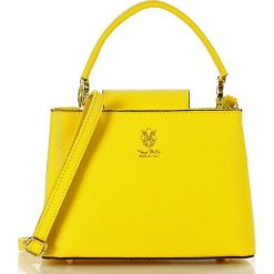 Marco mazzini markowa torebka crossbody skórzana przez ramię żółta. Żółte kuferki damskie MAZZINI, w paski, ze skóry, eleganckie, przez ramię, bez dodatków. W wyprzedaży za 199,00 zł.