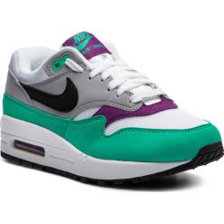 Buty NIKE - Air Max 1 319986 115 White/Black/Wolf Grey. Białe buty sportowe damskie Nike, na co dzień, bez wzorów, z tworzywa sztucznego, bez obcasa, na płaskiej podeszwie, bez zapięcia. W wyprzedaży za 479,00 zł.