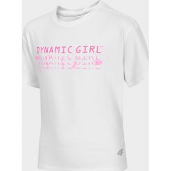 T-shirt dziewczęcy (122-164). Bluzki dziewczęce 4F JUNIOR, bez wzorów, z bawełny, bez kołnierzyka, bez rękawów, bez kaptura. Za 34,99 zł.