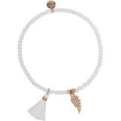 By Dziubeka - Bransoletka. Białe bransoletki damskie By Dziubeka, z materiału, z cyrkonią, z mosiądzu. W wyprzedaży za 49,90 zł.