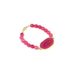 Bransoletka Jadeit i Agat złoto. Różowe bransoletki damskie Brazi druse jewelry, z agatem, złote. Za 200,00 zł.