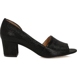 Buty ślubne damskie: Czarne czółenka peep toe
