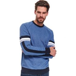 Bluza z kontrastowymi przeszyciami. Niebieskie bluzy męskie Top Secret, na wiosnę, xxl, bez wzorów, z bawełny, klasyczne, z okrągłym kołnierzem, bez rękawów, bez kaptura. W wyprzedaży za 54,99 zł.
