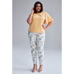 Spodnie cygaretki w kwiatki duże rozmiary OVERSIZE PLUS SIZE WIOSNA. Białe spodnie damskie Moda Size Plus Iwanek, s, w paski, z bawełny, eleganckie. Za 135,90 zł.
