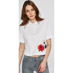 Tommy Hilfiger - Top Clema. Szare topy damskie marki TOMMY HILFIGER, m, z aplikacjami, z bawełny. W wyprzedaży za 239,90 zł.