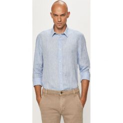 Marciano Guess - Koszula. Niebieskie koszule męskie MARCIANO GUESS, z aplikacjami, ze lnu, klasyczne, z klasycznym kołnierzykiem, z długim rękawem. Za 599,90 zł.