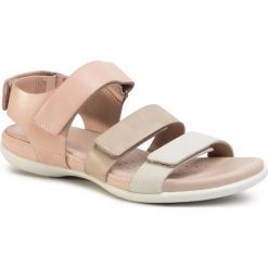 Sandały ECCO - Flash 24394351809 Shadow White/Gravel/Rose Dust. Brązowe klapki damskie ecco, bez wzorów, ze skóry, bez obcasa. W wyprzedaży za 379,00 zł.
