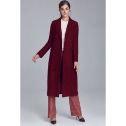 Elegancki bordowy płaszcz dwurzędowy. Czerwone płaszcze damskie NIFE, na zimę, xl, bez wzorów, z poliesteru, eleganckie. Za 349,00 zł.
