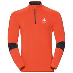 Bluzy męskie: Odlo Bluza męska Midlayer 1/2 zip DIOXIDE pomarańczowa r. L (612262)