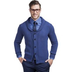 Sweter ORAZIO 13-100CS. Niebieskie swetry rozpinane męskie marki Giacomo Conti, m, z materiału, klasyczne, z klasycznym kołnierzykiem. Za 259,00 zł.