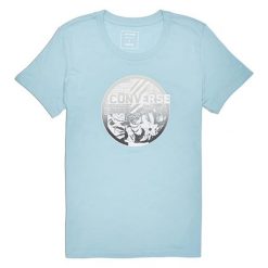 T-shirt w kolorze jasnoniebieskim. Niebieskie t-shirty męskie Converse, m, z nadrukiem, z okrągłym kołnierzem. W wyprzedaży za 79,95 zł.
