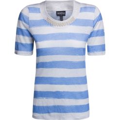 T-shirt SPORTALM CARLOTTA. Szare bluzki damskie Sportalm, w paski, ze lnu, z okrągłym kołnierzem. W wyprzedaży za 215,00 zł.