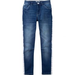 Dżinsy ze stretchem z paskami po bokach bonprix niebieski "stone”. Niebieskie spodnie chłopięce bonprix, w paski, z jeansu. Za 79,99 zł.