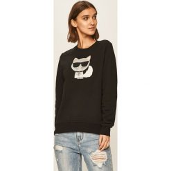 Karl Lagerfeld - Bluza. Czarne bluzy damskie KARL LAGERFELD, s, z aplikacjami, z bawełny, bez rękawów, z kapturem. W wyprzedaży za 539,90 zł.