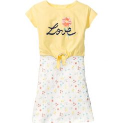Sukienki dziewczęce: Sukienka + wiązany shirt (2 części) bonprix biel wełny z nadrukiem
