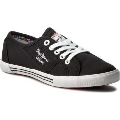 Tenisówki PEPE JEANS - Aberlady Basic 17 PLS30500 Black 999. Czarne półbuty damskie Pepe Jeans, na co dzień, bez wzorów, z jeansu, bez obcasa, na płaskiej podeszwie, bez zapięcia. W wyprzedaży za 129,00 zł.