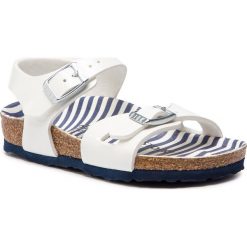 Sandały BIRKENSTOCK - Rio Kids Bf 1012718 Nautical Stripes White. Białe sandały dziewczęce Birkenstock, ze skóry ekologicznej, bez zapięcia. Za 219,00 zł.