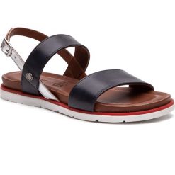 Sandały SALAMANDER - Musy 32-84903-02 Navy/Silver. Niebieskie klapki damskie Salamander, bez wzorów, ze skóry, bez obcasa. W wyprzedaży za 189,00 zł.