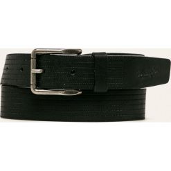 Wrangler - Pasek skórzany. Czarne paski męskie Wrangler, w paski, ze skóry. W wyprzedaży za 139,90 zł.