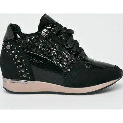 XTI - Buty. Czarne koturny damskie Xti, bez obcasa, na obcasie, na sznurówki. W wyprzedaży za 169,90 zł.