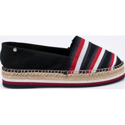 Tommy Hilfiger - Espadryle. Czarne espadryle damskie marki TOMMY HILFIGER, ze skóry, na obcasie. W wyprzedaży za 219,90 zł.