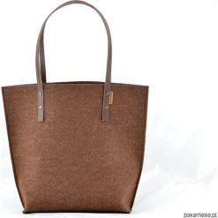Minimalistyczna Torba - brązowa skórzane rączki. Pomarańczowe torebki klasyczne damskie marki Pakamera, bez wzorów, na ramię, bez dodatków. Za 149,00 zł.