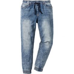 Dżinsy bez zamka w talii Slim Fit Straight bonprix niebieski. Niebieskie jeansy męskie regular bonprix, z jeansu. Za 99,99 zł.