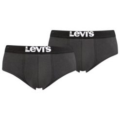 Komplet 2 par slipów Levi's® Solid Basic 905003001. Czarne slipy męskie s, bez wzorów, z elastanu. Za 89,00 zł.