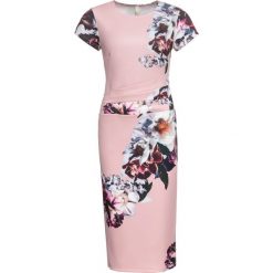Sukienka w kwiaty bonprix stary róż w kwiaty. Różowe sukienki damskie bonprix, na co dzień, z nadrukiem, retro, bez kołnierzyka, bez rękawów. Za 129,99 zł.